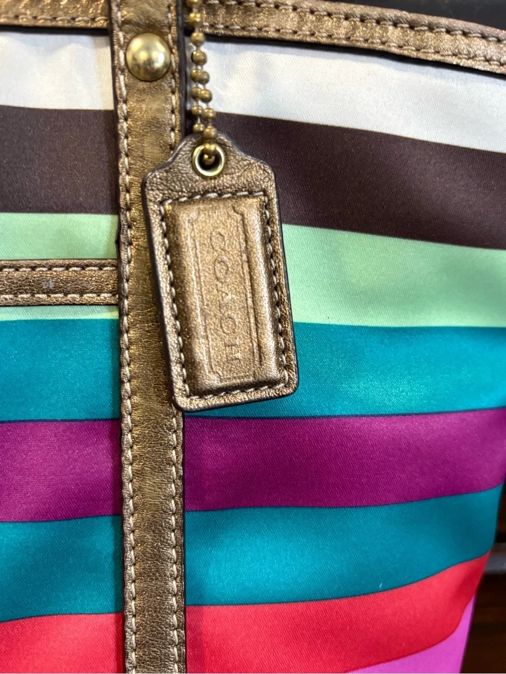 Coach Legacy Striped Sateen Tote